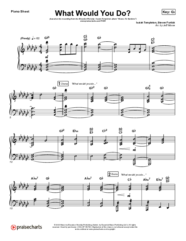What Would You Do Piano Sheet (Elevation Worship / Isaiah Templeton)