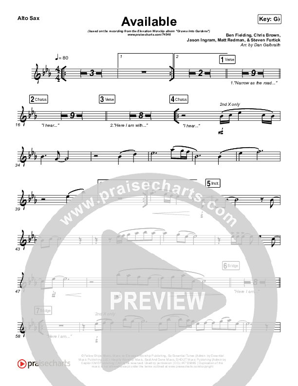 Available Alto Sax (Elevation Worship)
