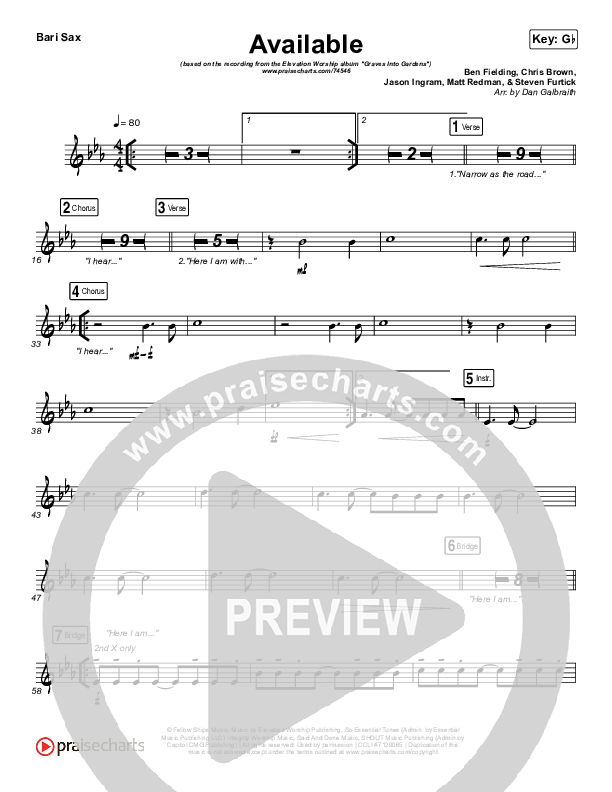 Available Bari Sax (Elevation Worship)