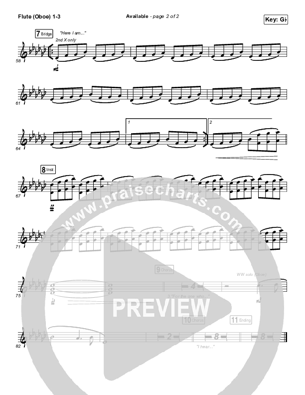 Available Flute/Oboe 1/2/3 (Elevation Worship)
