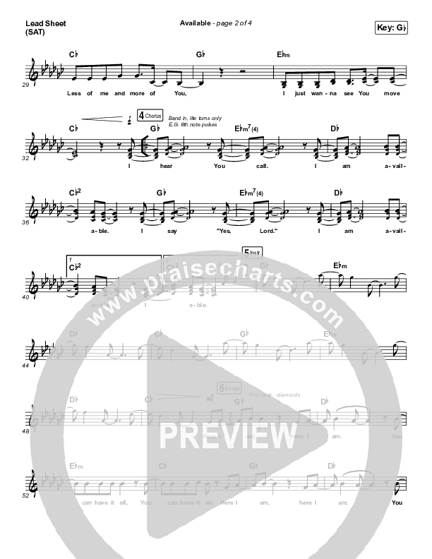 Available Lead Sheet (SAT) (Elevation Worship)