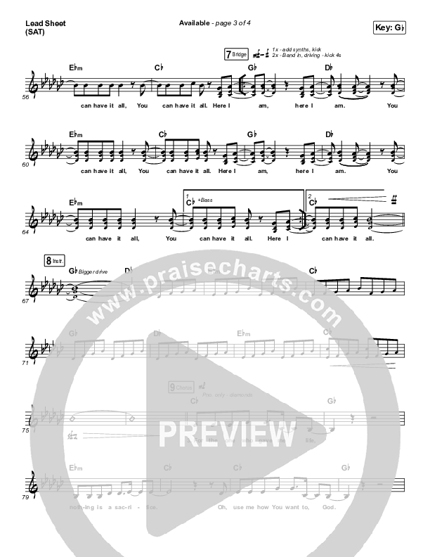 Available Lead Sheet (SAT) (Elevation Worship)