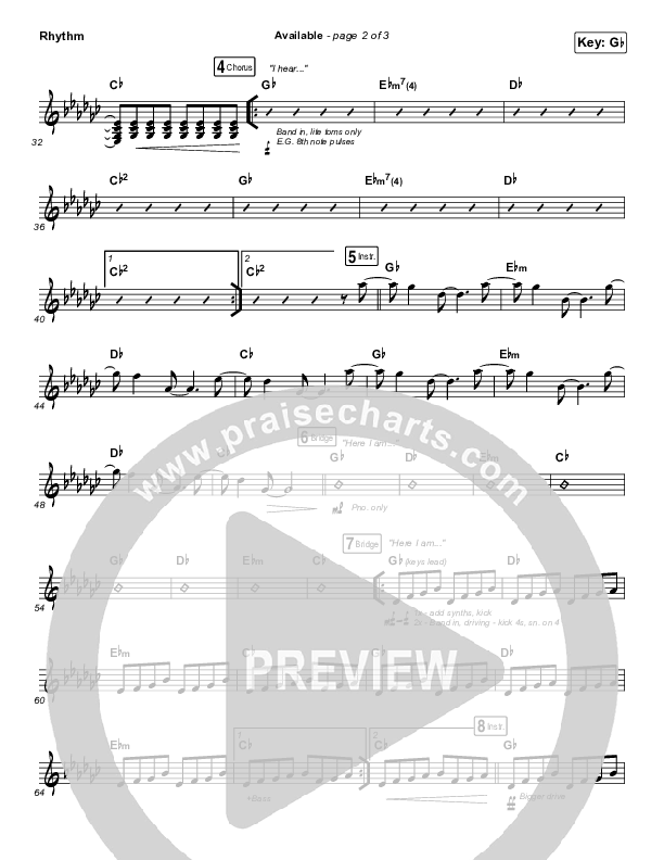 Available Rhythm Chart (Elevation Worship)