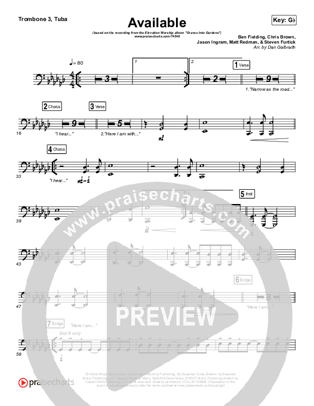 Available Trombone 3/Tuba (Elevation Worship)