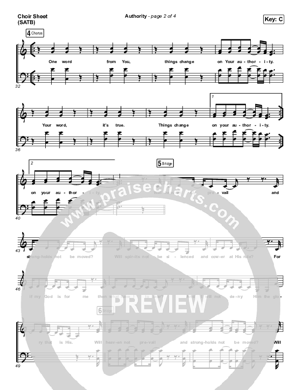Authority Choir Sheet (SATB) (Elevation Worship)