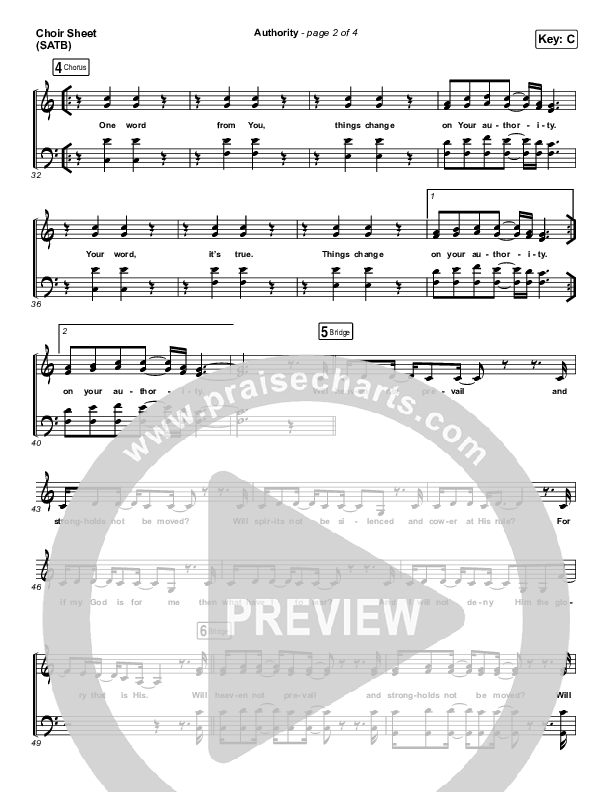 Authority Choir Sheet (SATB) (Elevation Worship)