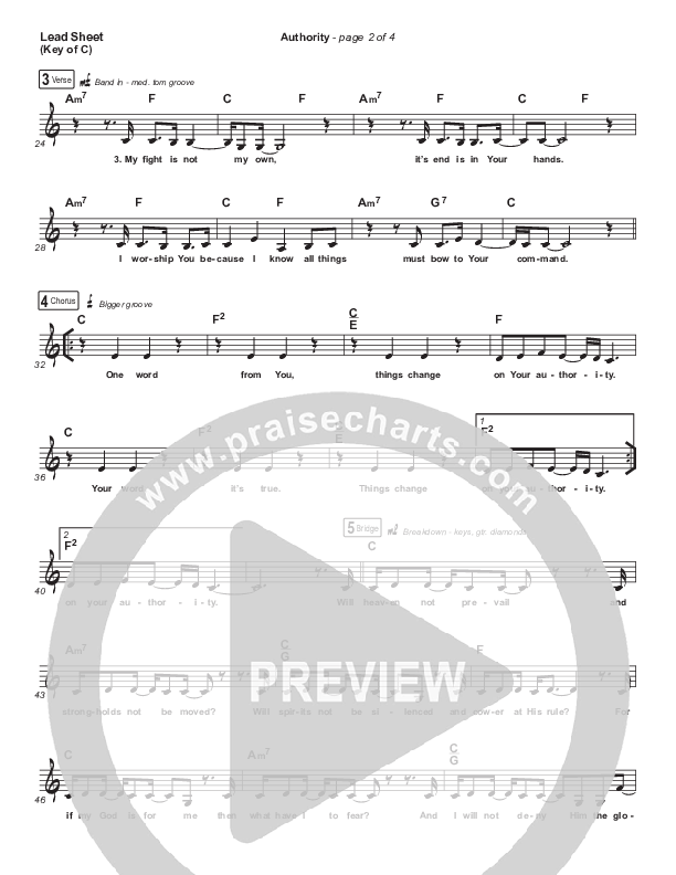 Authority Lead Sheet (Melody) (Elevation Worship)