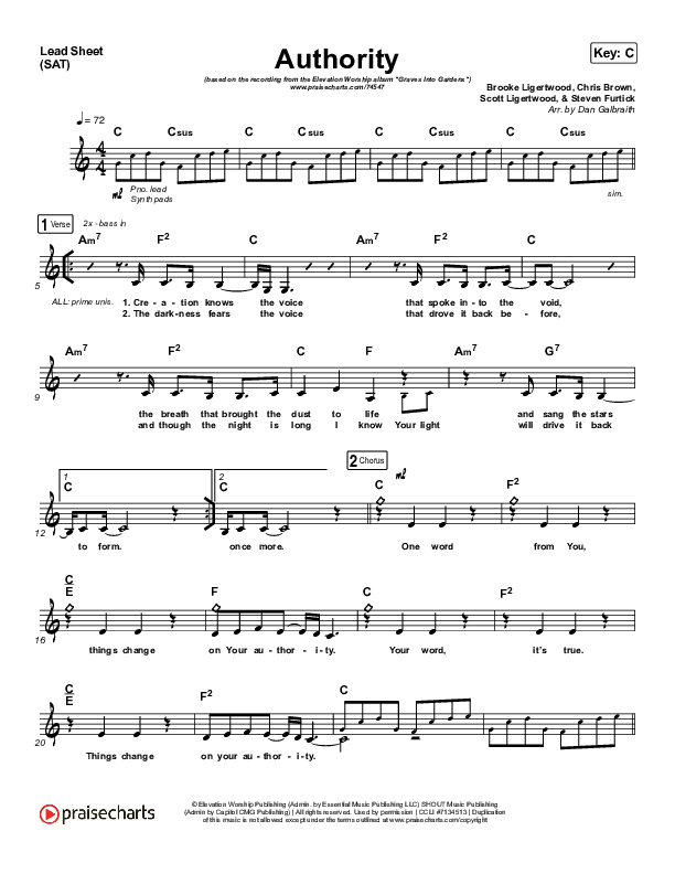 Authority Lead Sheet (SAT) (Elevation Worship)