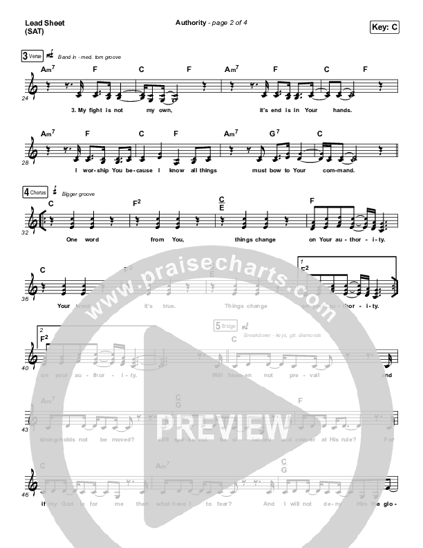 Authority Lead Sheet (SAT) (Elevation Worship)