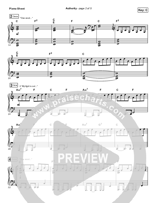 Authority Piano Sheet (Elevation Worship)