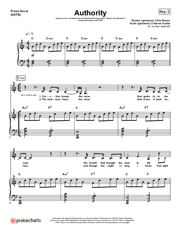 Authority Piano/Vocal (SATB) (Elevation Worship)