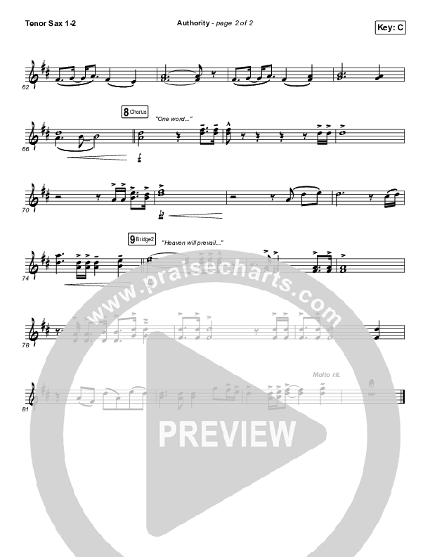 Authority Tenor Sax 1/2 (Elevation Worship)