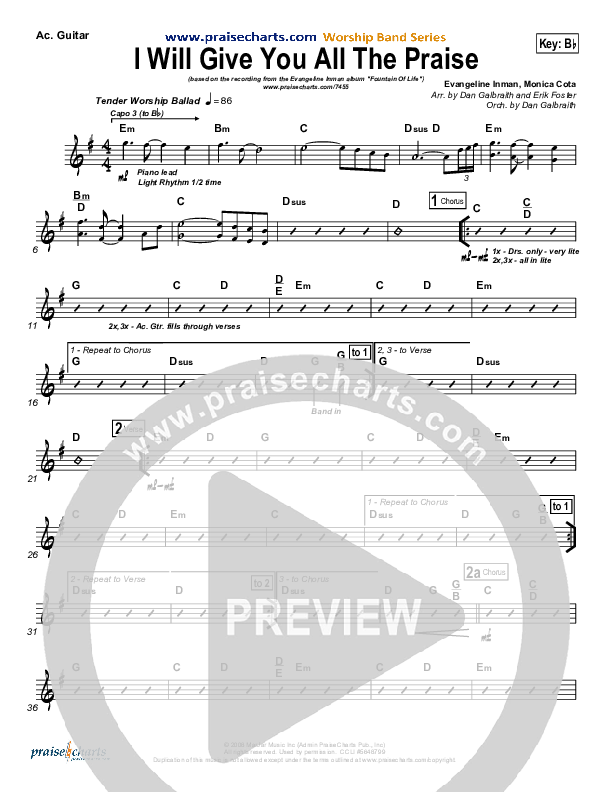 I Will Give You All The Praise Rhythm Chart (4Given)