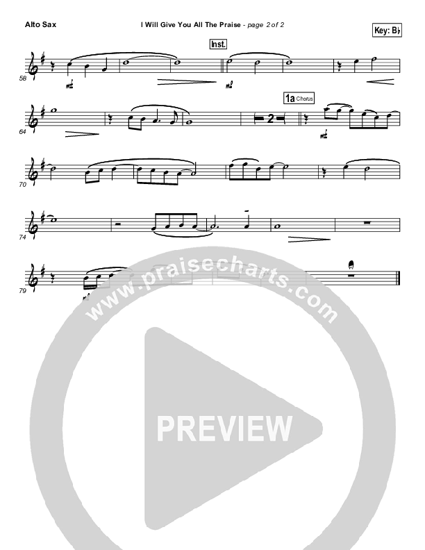I Will Give You All The Praise Alto Sax (4Given)