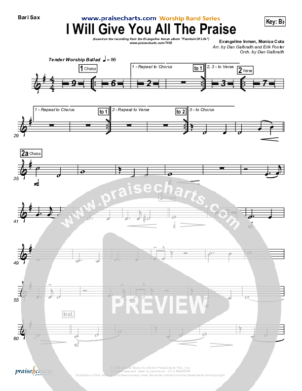 I Will Give You All The Praise Bari Sax (4Given)