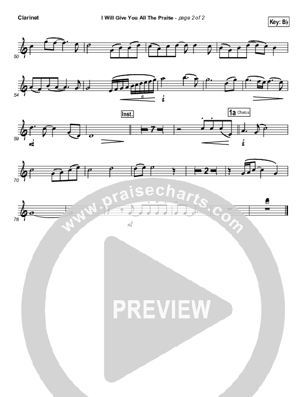 I Will Give You All The Praise Clarinet (4Given)