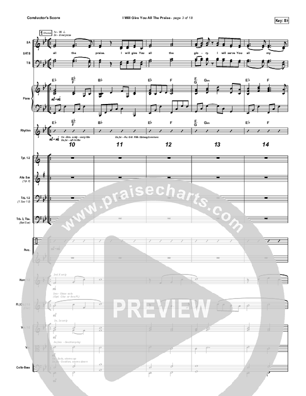 I Will Give You All The Praise Conductor's Score (4Given)
