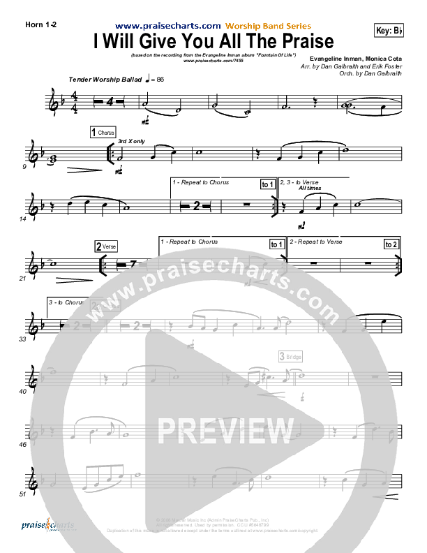 I Will Give You All The Praise Brass Pack (4Given)