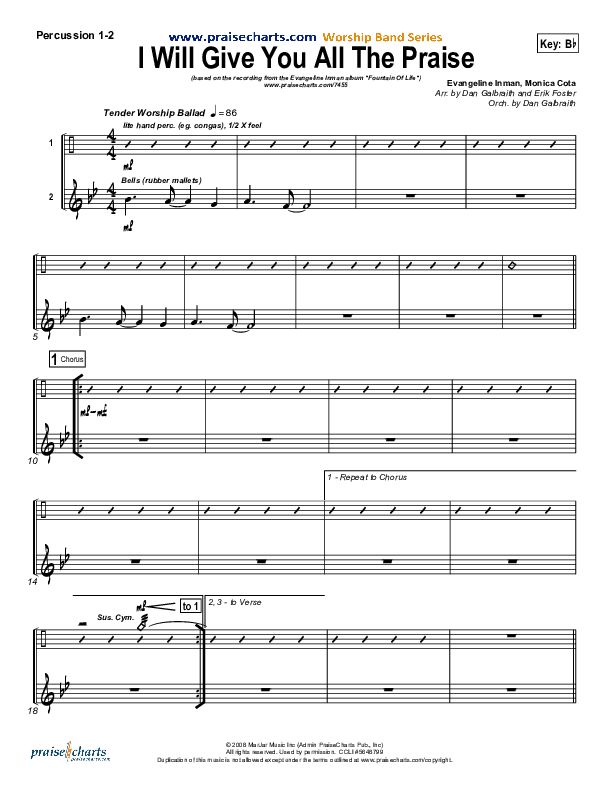 I Will Give You All The Praise Percussion (4Given)