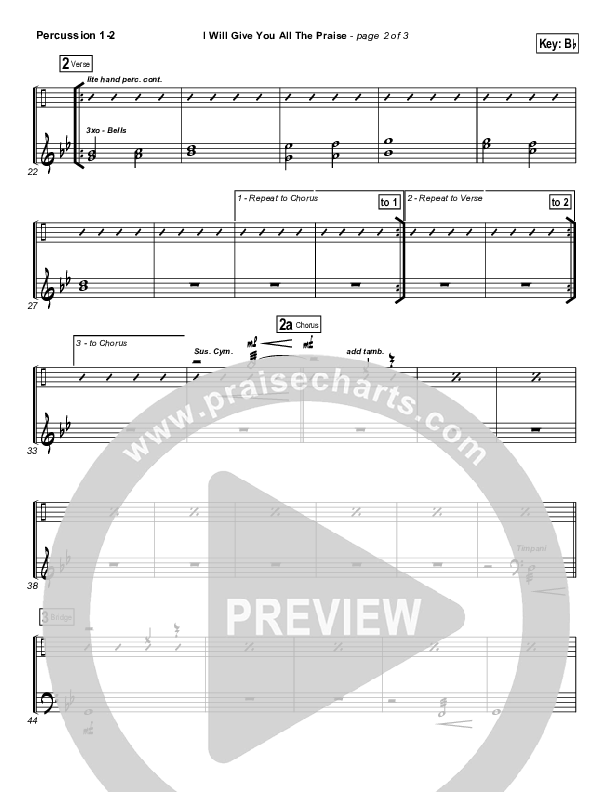 I Will Give You All The Praise Percussion (4Given)