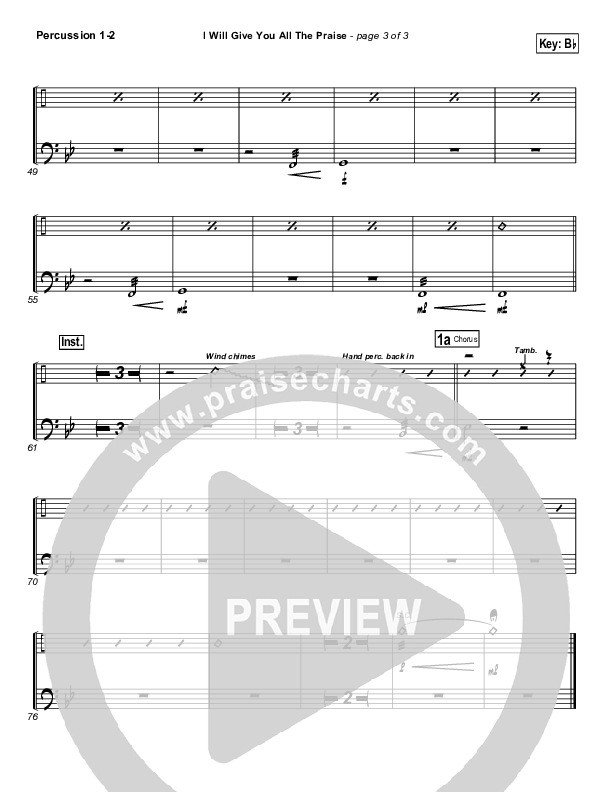 I Will Give You All The Praise Percussion (4Given)