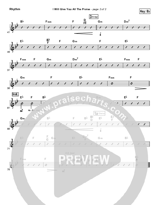 I Will Give You All The Praise Rhythm Chart (4Given)