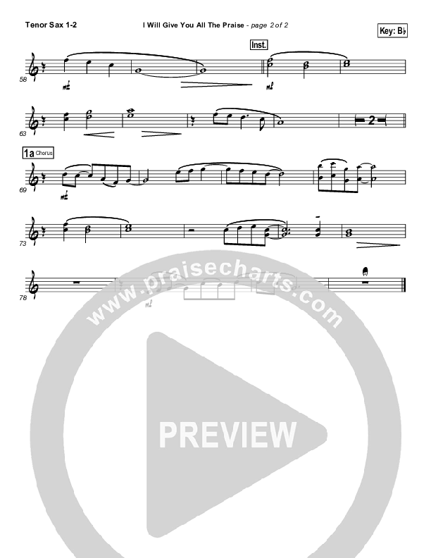 I Will Give You All The Praise Tenor Sax 1/2 (4Given)