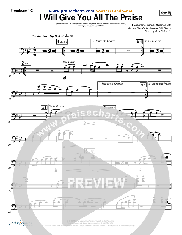 I Will Give You All The Praise Trombone 1/2 (4Given)