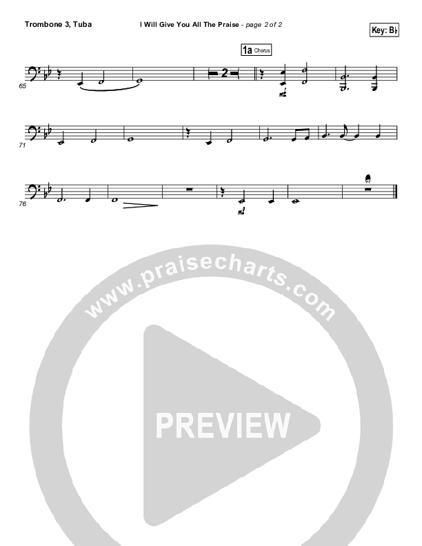 I Will Give You All The Praise Trombone 3/Tuba (4Given)
