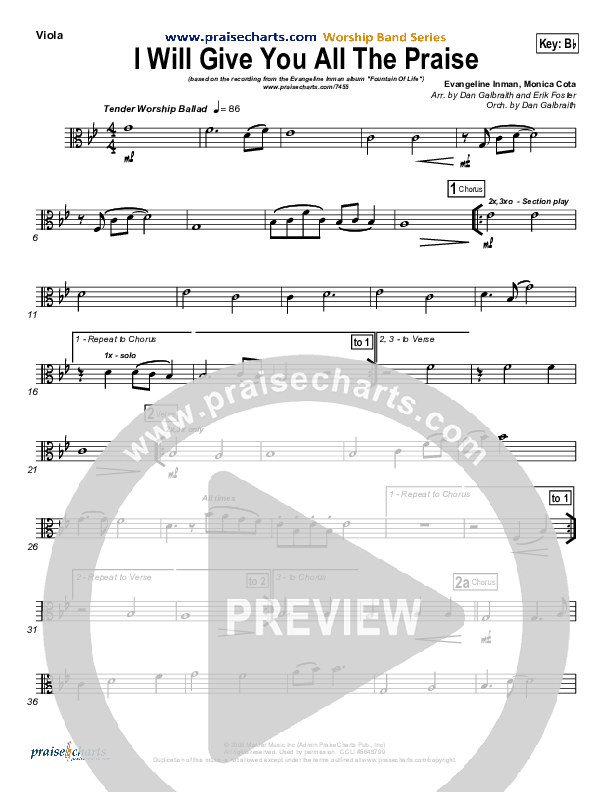 I Will Give You All The Praise Viola (4Given)