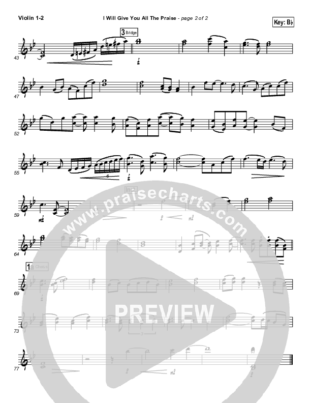 I Will Give You All The Praise Violin 1/2 (4Given)