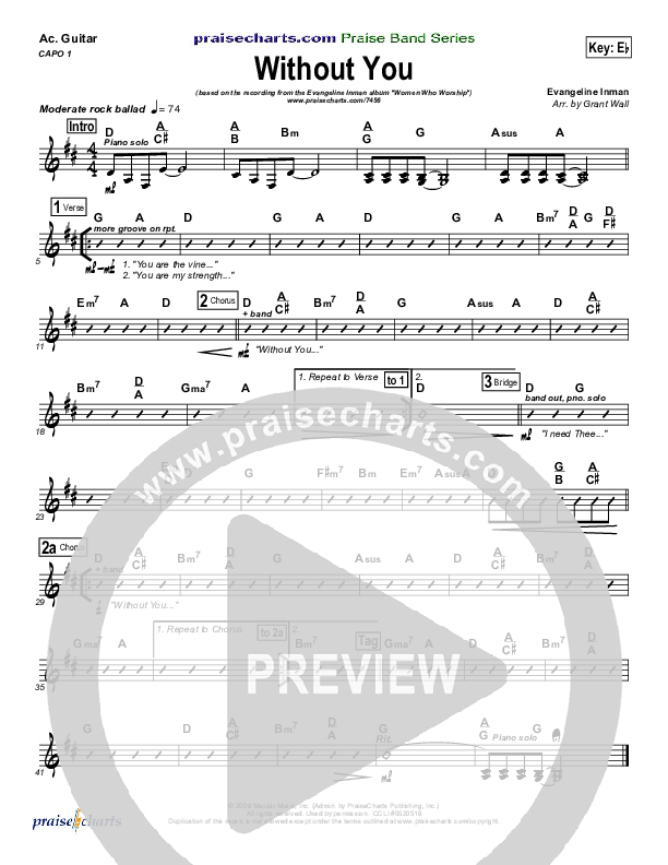 Without You Acoustic Guitar (Evangeline Inman)