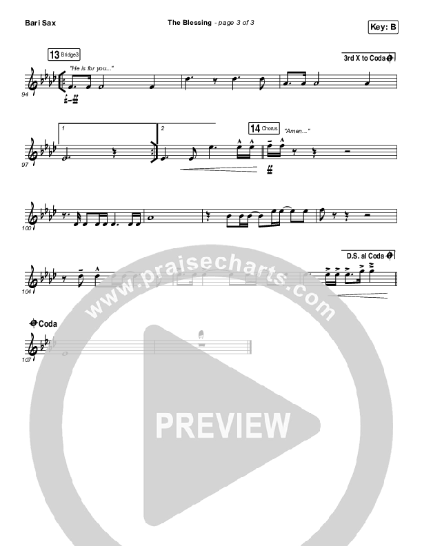 The Blessing (Live) Bari Sax (Elevation Worship / Kari Jobe / Cody Carnes)