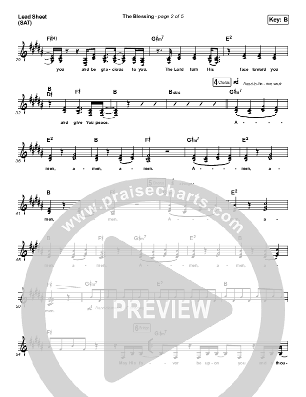 The Blessing (Live) Lead Sheet (SAT) (Elevation Worship / Kari Jobe / Cody Carnes)