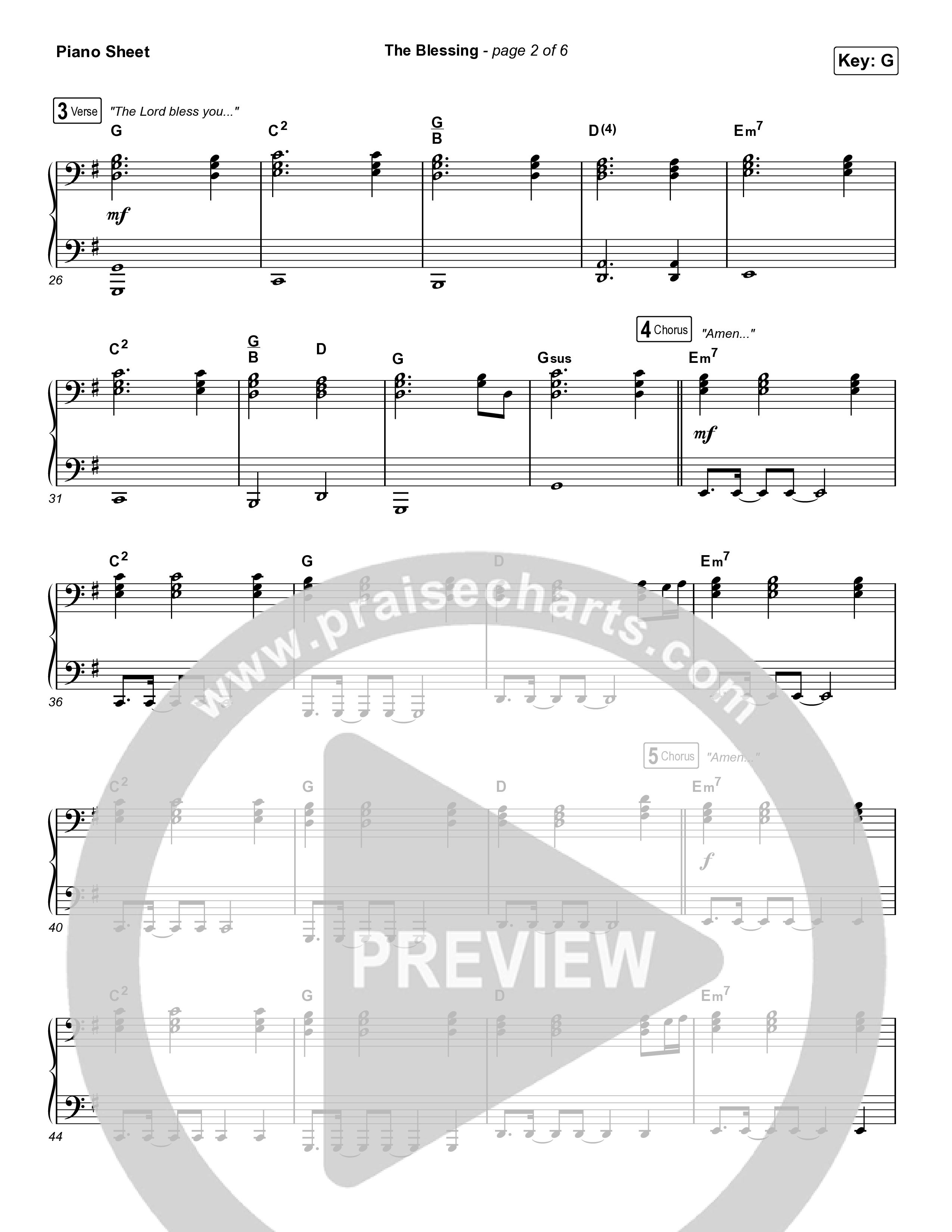 The Blessing (Live) Piano Sheet (Elevation Worship / Kari Jobe / Cody Carnes)