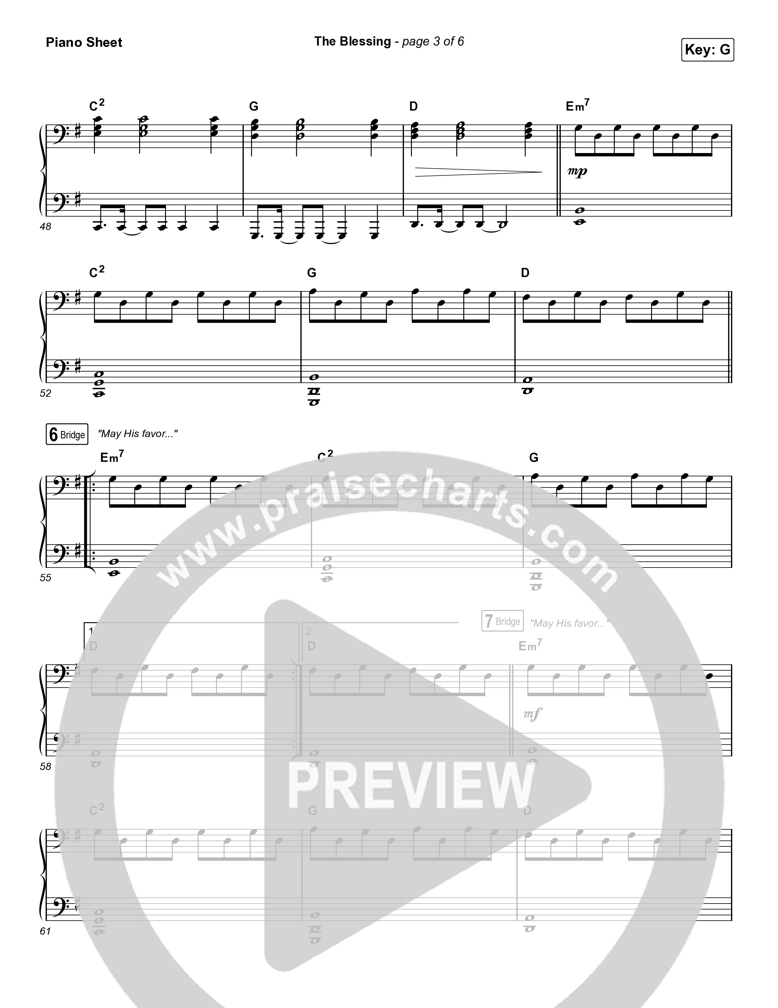The Blessing (Live) Piano Sheet (Elevation Worship / Kari Jobe / Cody Carnes)