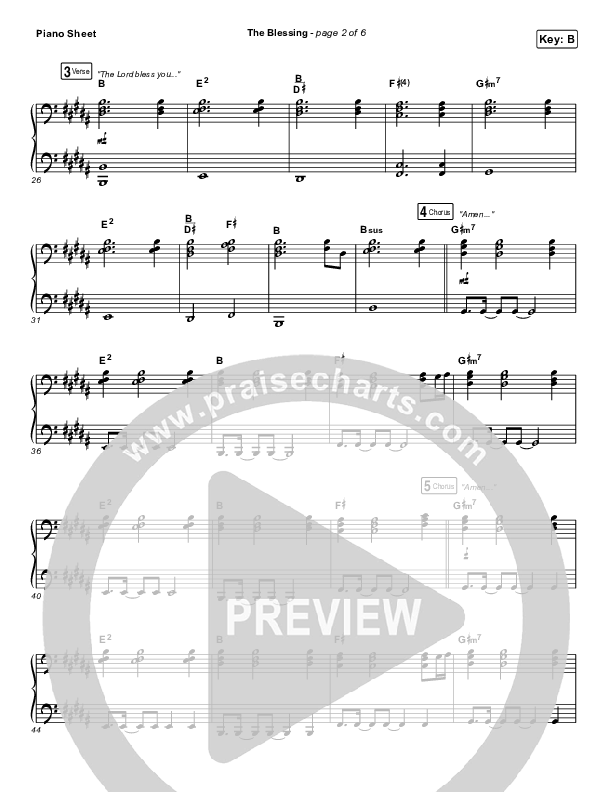 The Blessing (Live) Piano Sheet (Elevation Worship / Kari Jobe / Cody Carnes)