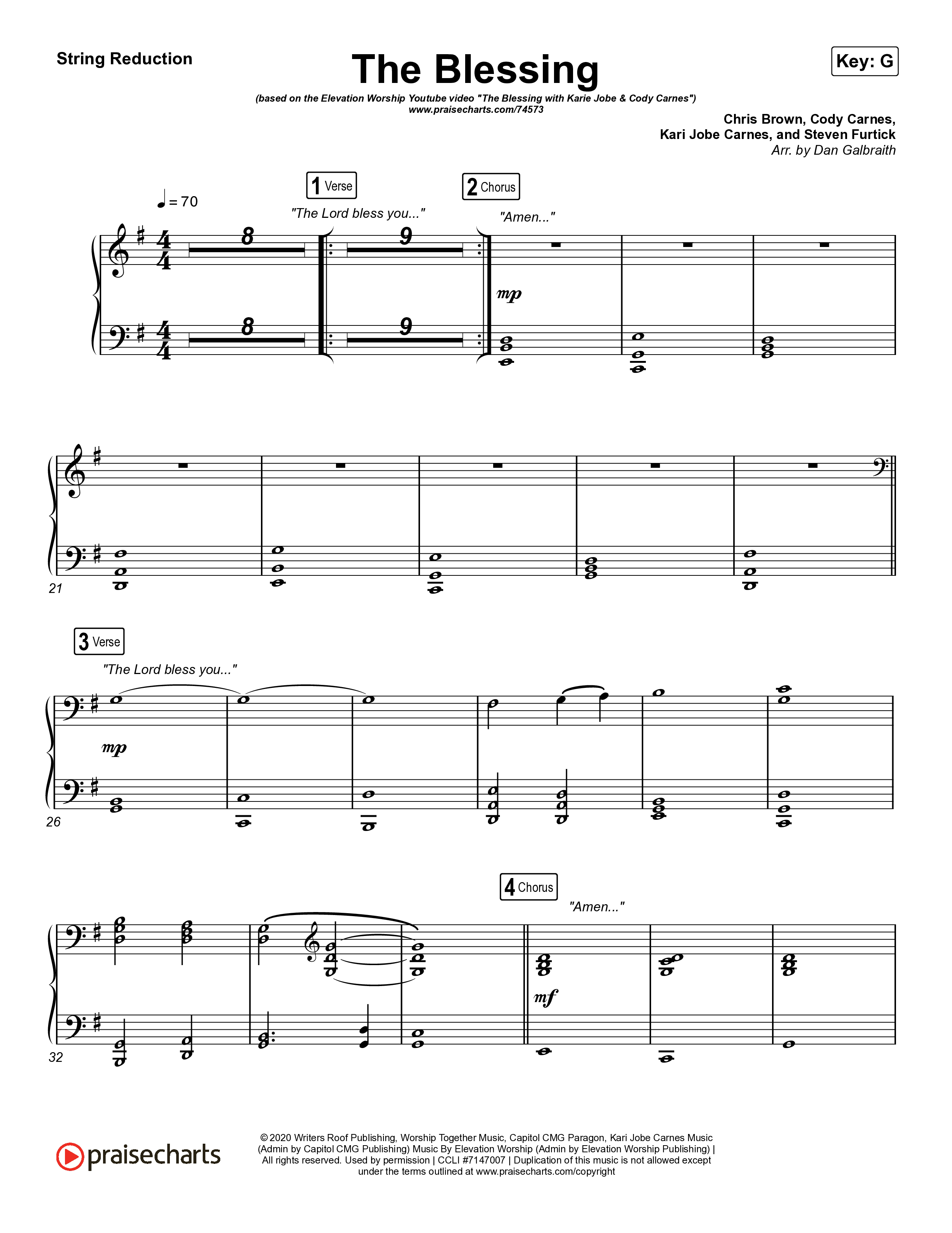 The Blessing (Live) String Reduction (Elevation Worship / Kari Jobe / Cody Carnes)