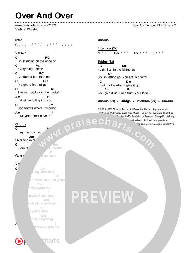 Over And Over Chords & Lyrics (Vertical Worship)