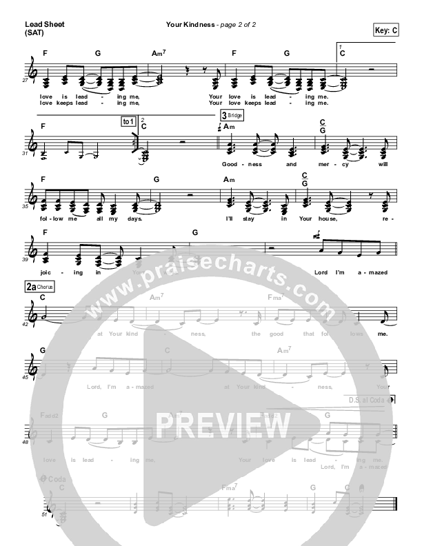 Your Kindness Lead Sheet (Evangeline Inman)