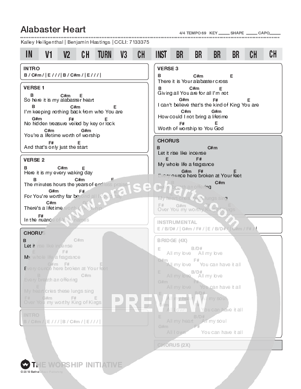 Alabaster Heart Chord Chart (Shane & Shane/The Worship Initiative / Davy Flowers)