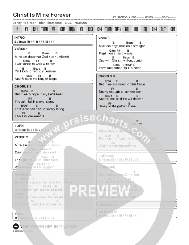Christ Is Mine Forevermore Chord Chart (Shane & Shane/The Worship Initiative / Bethany Barnard)