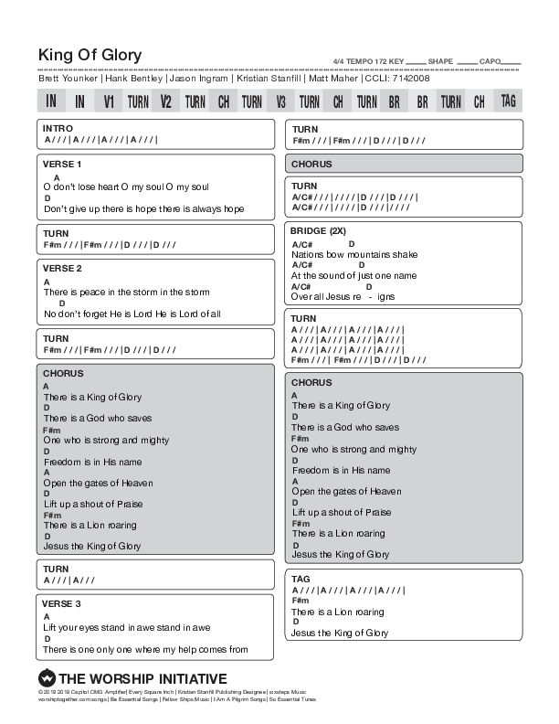 King Of Glory Chords & Lyrics (Shane & Shane/The Worship Initiative)
