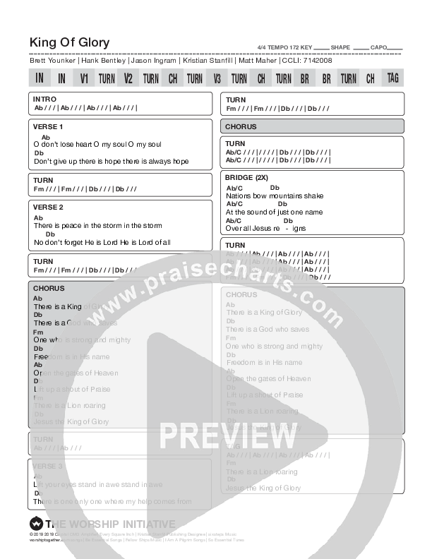 King Of Glory Chords PDF (Shane & Shane/The Worship Initiative