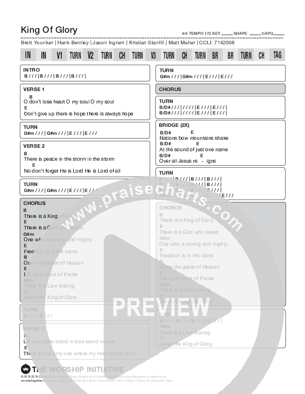 King Of Glory Chords & Lyrics (Shane & Shane/The Worship Initiative)