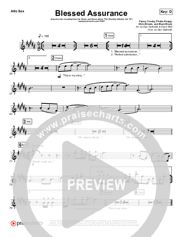 Blessed Assurance Alto Sax (Shane & Shane/The Worship Initiative)