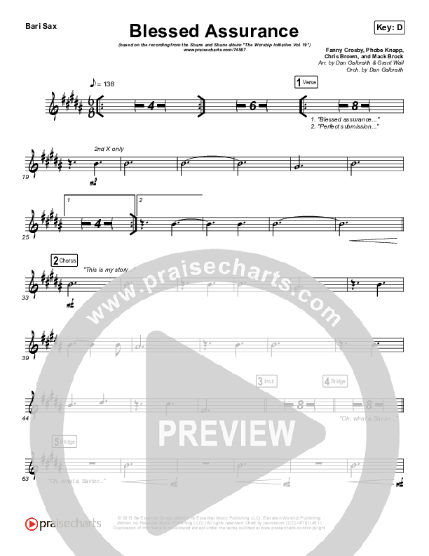 Blessed Assurance Bari Sax (Shane & Shane/The Worship Initiative)