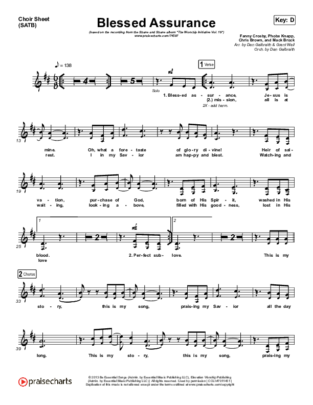 Blessed Assurance Choir Vocals (SATB) (Shane & Shane/The Worship Initiative)