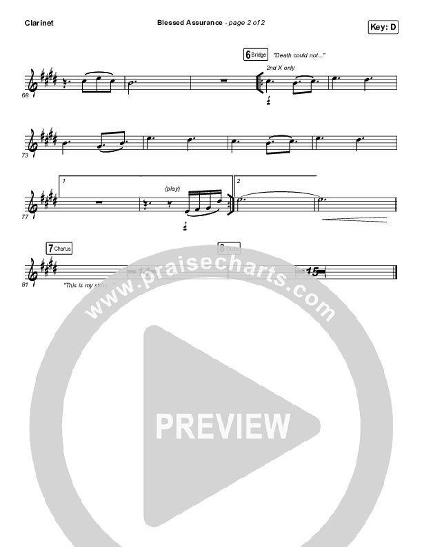 Blessed Assurance Clarinet (Shane & Shane/The Worship Initiative)