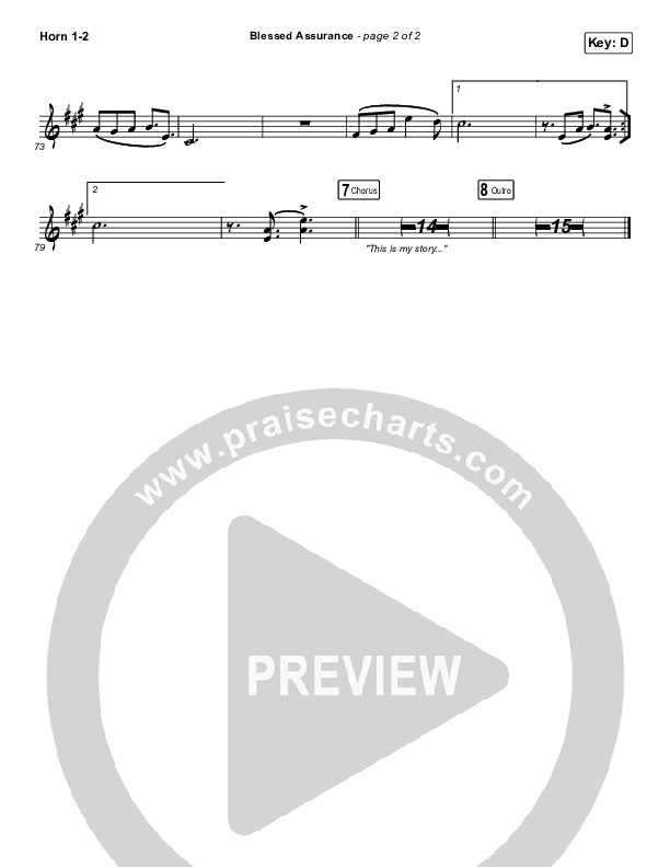 Blessed Assurance French Horn 1/2 (Shane & Shane/The Worship Initiative)